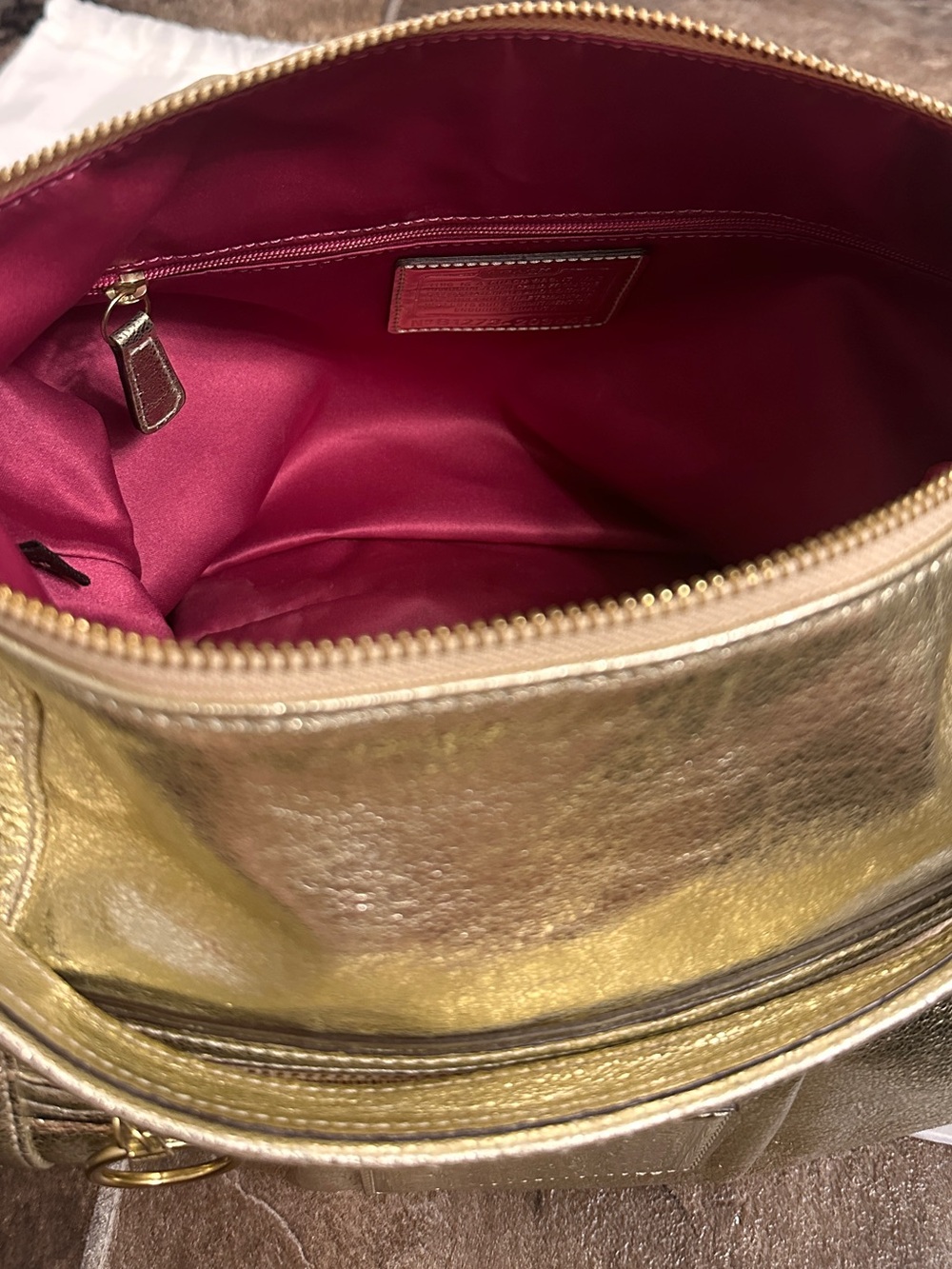 Rare 2012 Coach Poppy "Jazzy" Hobo Crossbody Bag Metallic Gold Leather 20384E - Picture 14 of 16